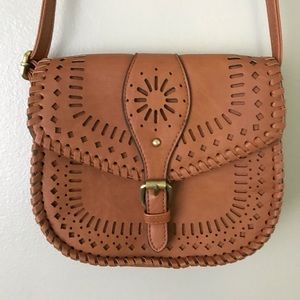 Boho vintage style crossbody leather purse